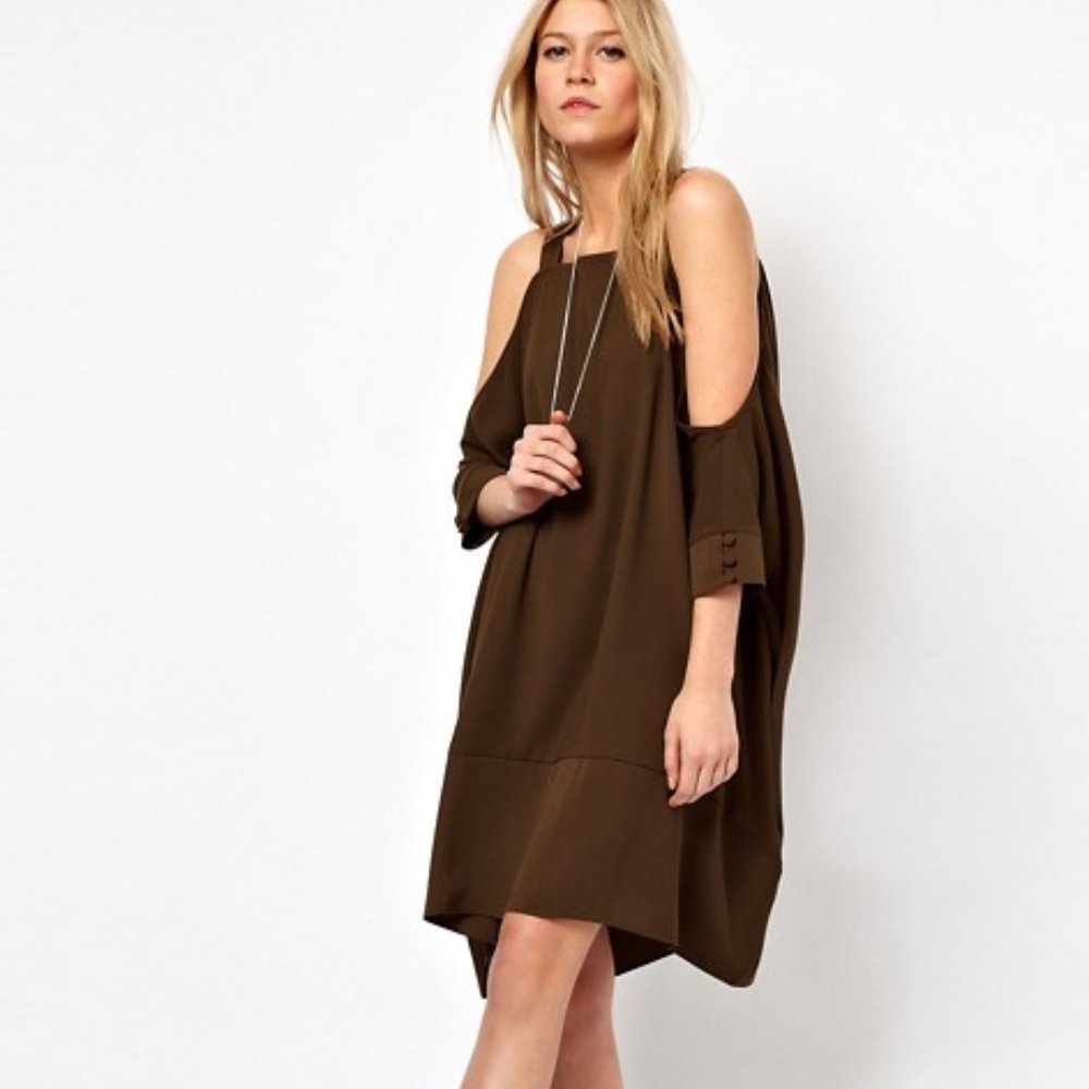 ASOS Swing Dress With Strap Cold Shoulder Size 2